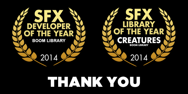 BOOM LIBRARY BEST SFX DEVELOPER 2014