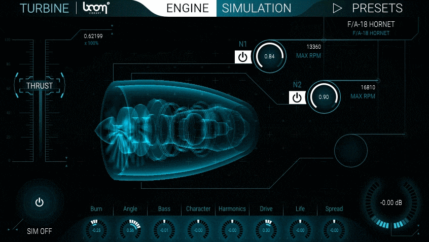 Turbine flight path and jet engine sounds software plug-in by BOOM Library screenshot